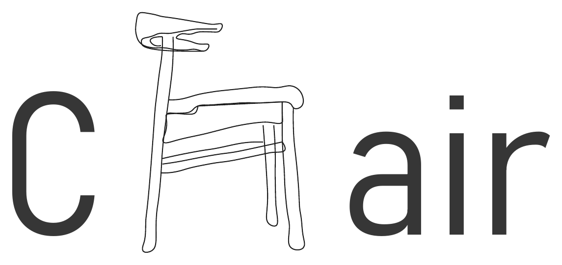 Erster provisorischer Aufbau des Wortes Chair mit einer Stuhlzeichnung als H