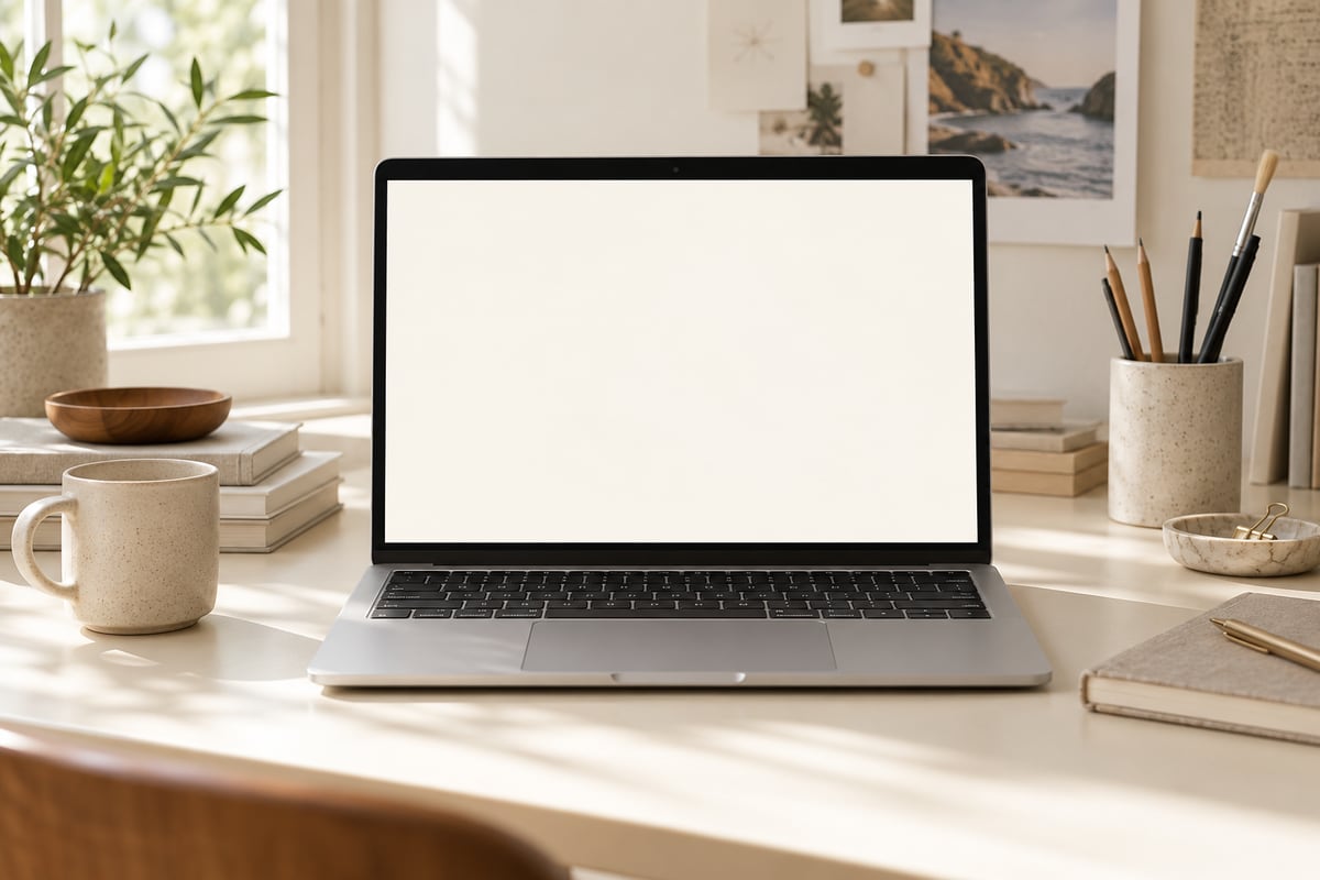 Laptop mit freier heller Website-Fläche auf dem Bildschirm